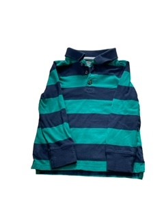 Old Navy Green/Navy Blue Striped Long Sleeve Shirt | Size 3T/3A