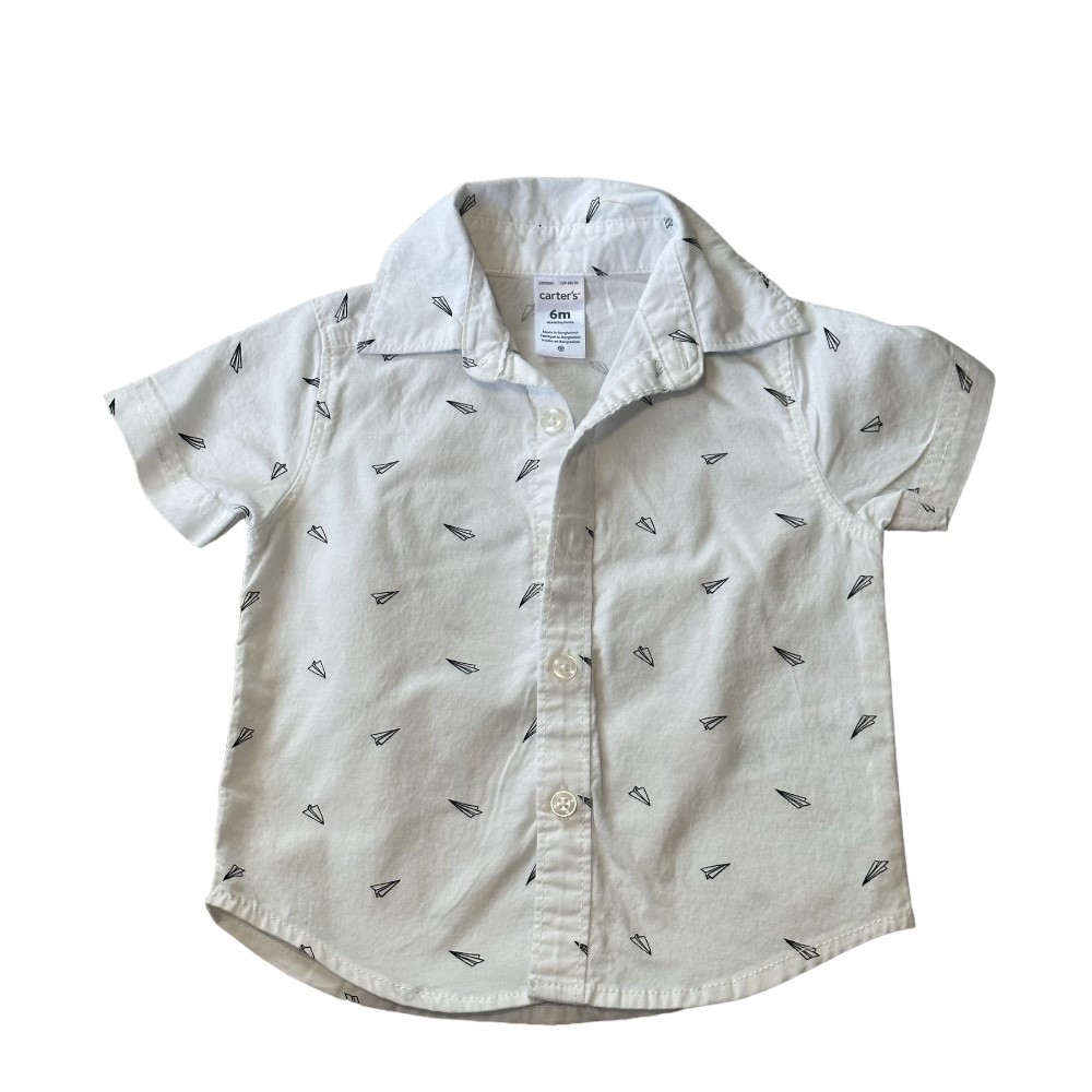 Carter's White w/ Black Paper Airplanes Shirt | Size 6M