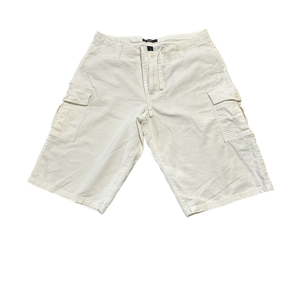 Sean John White Linen Blend Cargo Shorts with drawstring | Size 40