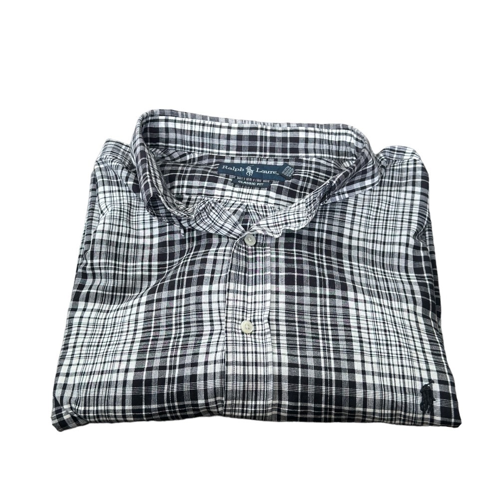 Ralph Lauren Classic Fit Plaid (Black/Beige) Oxford Button Down Men’s Shirt | Size 2XL Tall