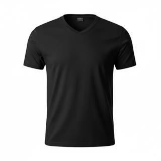 LUXE-T Shirt Men's Luxury Sport Black V-Neck Cotton Short Sleeve T-Shirt | Size 2X
